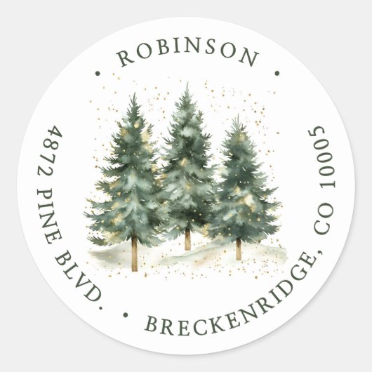 Heure de retour de forêt d'hiver Sticker rond clas (Devant)