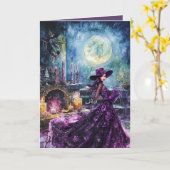 Heure de sortie de Pleine lune Carte d'Halloween (Fleur jaune)