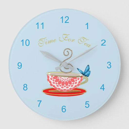 Heure De Tea Cute Carré Horloge Mur (Recto)