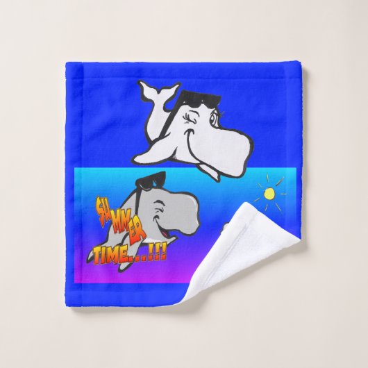 Heure d'été Baleines Cartoon Ensemble de serviette (Gant de toilette)