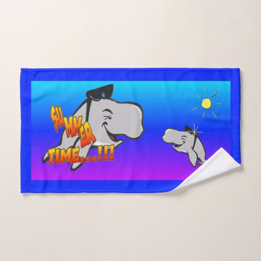 Heure d'été Baleines Cartoon Ensemble de serviette (Serviette à main)