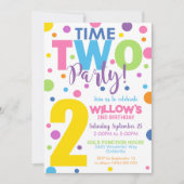 Heure Deux Fêtes Anniversaire Invitation 2e Annive (Devant)
