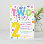 Heure Deux Fêtes Anniversaire Invitation 2e Annive (Debout devant)