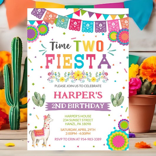 Heure Deux Fiesta Anniversaire Invitation