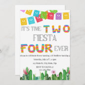 Heure Deux Jumeaux Fiesta Invitation Anniversaire (Devant / Derrière)