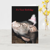 Heure du porc, carte d'anniversaire de porc (Fleur jaune)