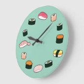 Heure du sushi ! Horloge murale funky (Menthe) (Angle)