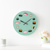 Heure du sushi ! Horloge murale funky (Menthe) (Maison)