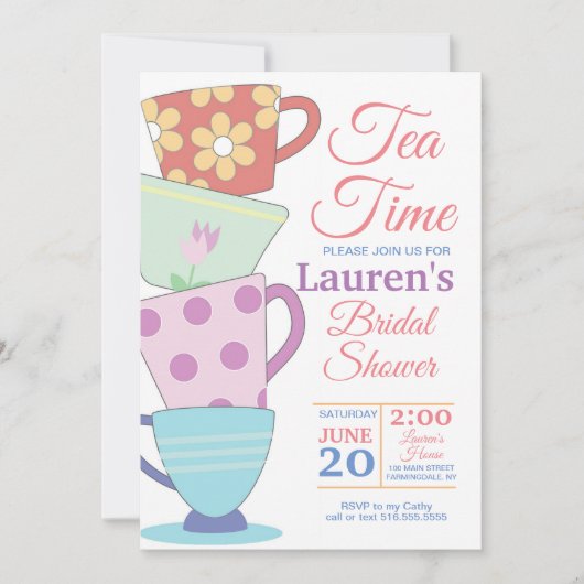 Heure du thé Invitation de douche nuptiale (Devant)