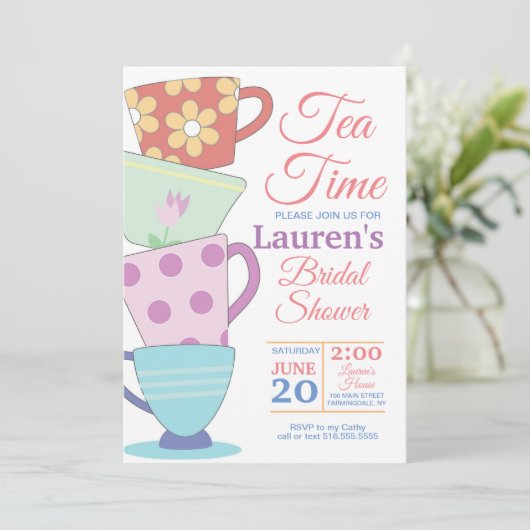 Heure du thé Invitation de douche nuptiale (Debout devant)