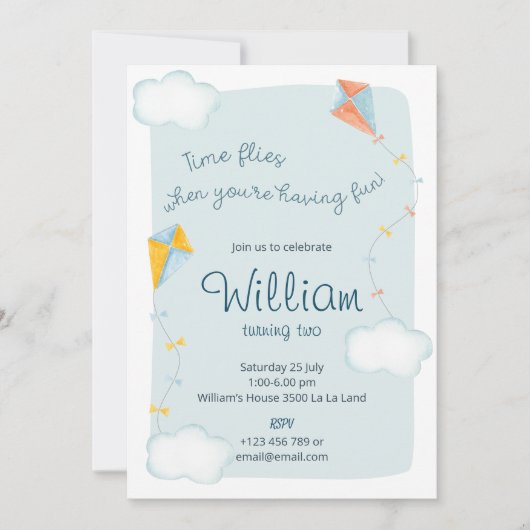 Heure mouches, Anniversaire invitation avec cerf-v (Devant)