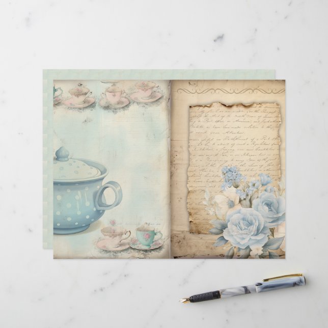 Heure pour le papier journal Tea Junk (Devant/Arrière en situation)