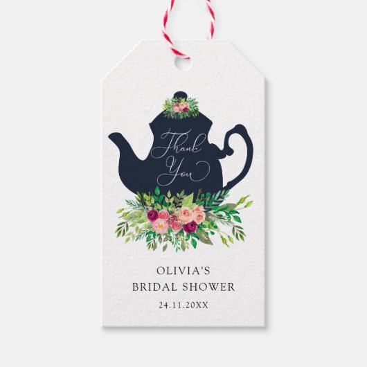Heure pour thé nuptiale douche merci étiquettes ca (Devant)