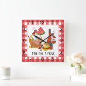 Heure Pour Un Pique-Nique Carré Acrylique Horloge (Maison)