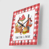 Heure Pour Un Pique-Nique Carré Acrylique Horloge (Angle)