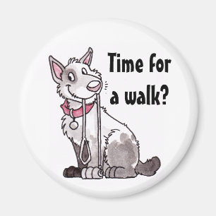 Heure pour une promenade ? Aimant de chien