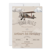 Heure Vol avion Anniversaire Invitation