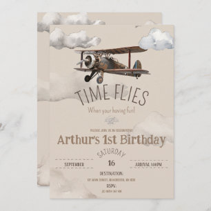 Heure Vol avion Anniversaire Invitation
