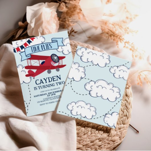 Heure Vol avion Anniversaire Invitation