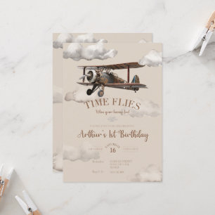 Heure Vol avion Anniversaire Invitation