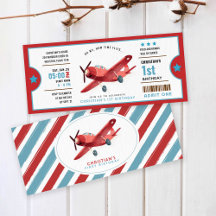 Heure vol avion billet d'anniversaire Invitation