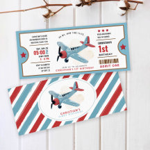Heure vol avion billet d'anniversaire Invitation