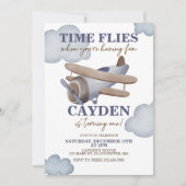 Heure Vol Avion Premier anniversaire Invitation (Devant)