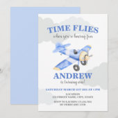 Heure Vol Avion Premier Invitation d'anniversaire (Devant / Derrière)