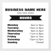 Heures d'ouverture Autocollant pour fenêtre (Feuille)