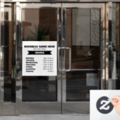 Heures d'ouverture Autocollant pour fenêtre (Porte de bureau)