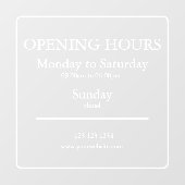 Heures d'Ouverture | Autocollant pour Vitrine (Feuille)