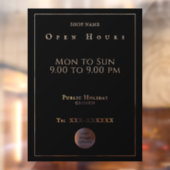 Heures d'ouverture chic autocollant fenêtre noir (Feuille 2)