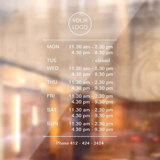 Heures d'ouverture complexes Autocollant pour vitr