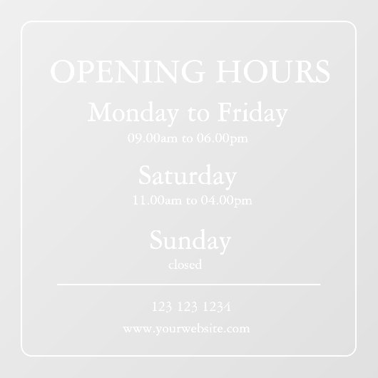 Heures d'Ouverture de l'Entreprise | Autocollant p (Feuille)