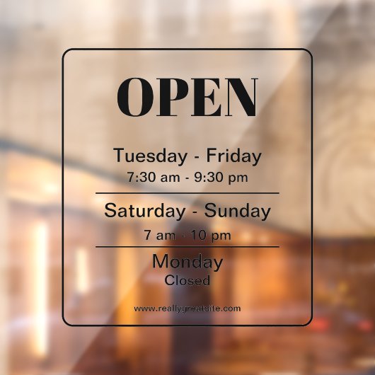 Heures d'ouverture l Autocollant transparent pour  (Feuille 2)