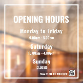 Heures d'ouverture minimales Autocollant de fenêtr (Feuille 2)