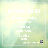 Heures d'ouverture minimales Autocollant de fenêtr (Feuille 3)