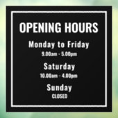 Heures d'ouverture minimales Autocollant pour fenê (Feuille 3)