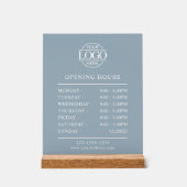 Heures d'ouverture moderne minimaliste bleu poussi (Recto)