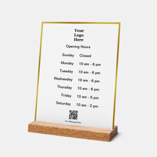 Heures d'ouverture White Gold Business Logo Code Q (Angle)