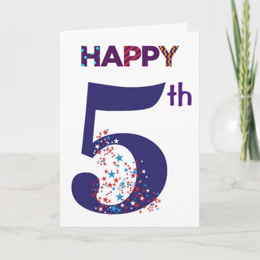 HEUREUSE **5e ANNIVERSAIRE** W/ Carte INTÉRIEURE S (Devant)