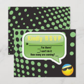 HEUREUSE carte de réponse Bat mitzvah EMOJI Bar (Devant / Derrière)