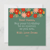 HEUREUSE carte de voeux d'anniversaire original fl (Dos)