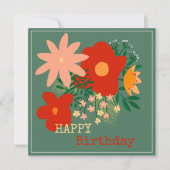 HEUREUSE carte de voeux d'anniversaire original fl (Devant)