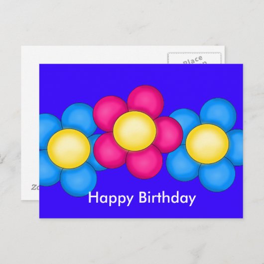 Heureuse, carte postale d'anniversaire (Devant / Derrière)