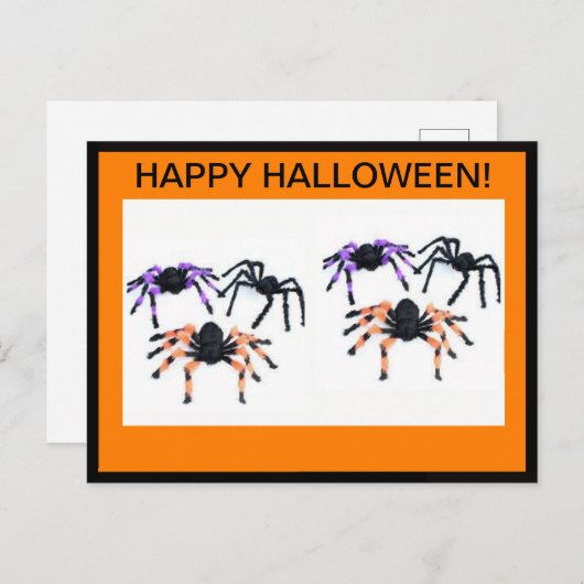 HEUREUSE CARTE POSTALE HALLOWEEN AVEC DES ESPIDERS (Devant / Derrière)