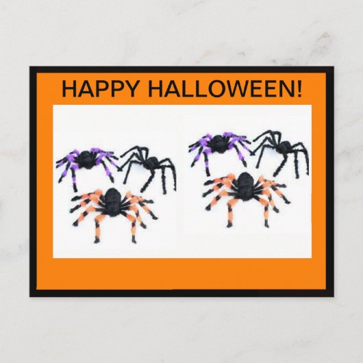 HEUREUSE CARTE POSTALE HALLOWEEN AVEC DES ESPIDERS (Devant)