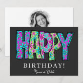 * HEUREUSE PHOTO Anniversaire Carte NOM Événement (Devant / Derrière)