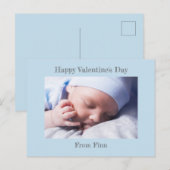 Heureuse Sainte-Valentin Blue Baby Boy Photo Carte (Devant / Derrière)