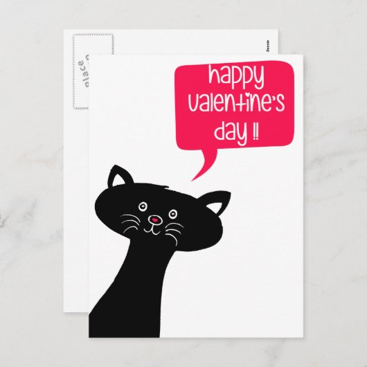 HEUREUSE SAINTE-VALENTIN ! Carte postale Cute Chat (Devant / Derrière)